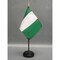 Nigeria Desk Flag with Base; American Made Rayon 4x6 inch Miniature Table Set Includes One Small Mini Country Stick Flags and One Black Stand